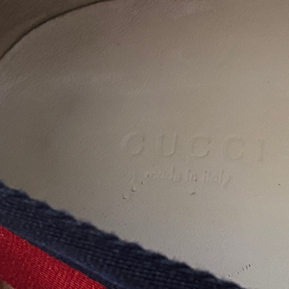 GUCCI MONOGRAMMED FABRIC SNEAKERS RUBBER SHOES 9.5-womens; mens-7.5 laced ITALy - Picture 10 of 11